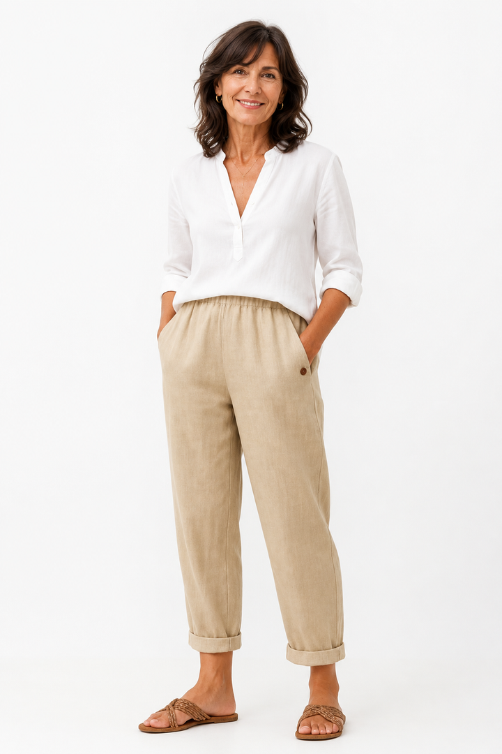 Pantalon fluide en lin mélangé