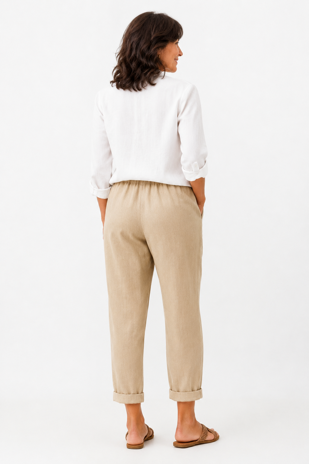 Pantalon fluide en lin mélangé