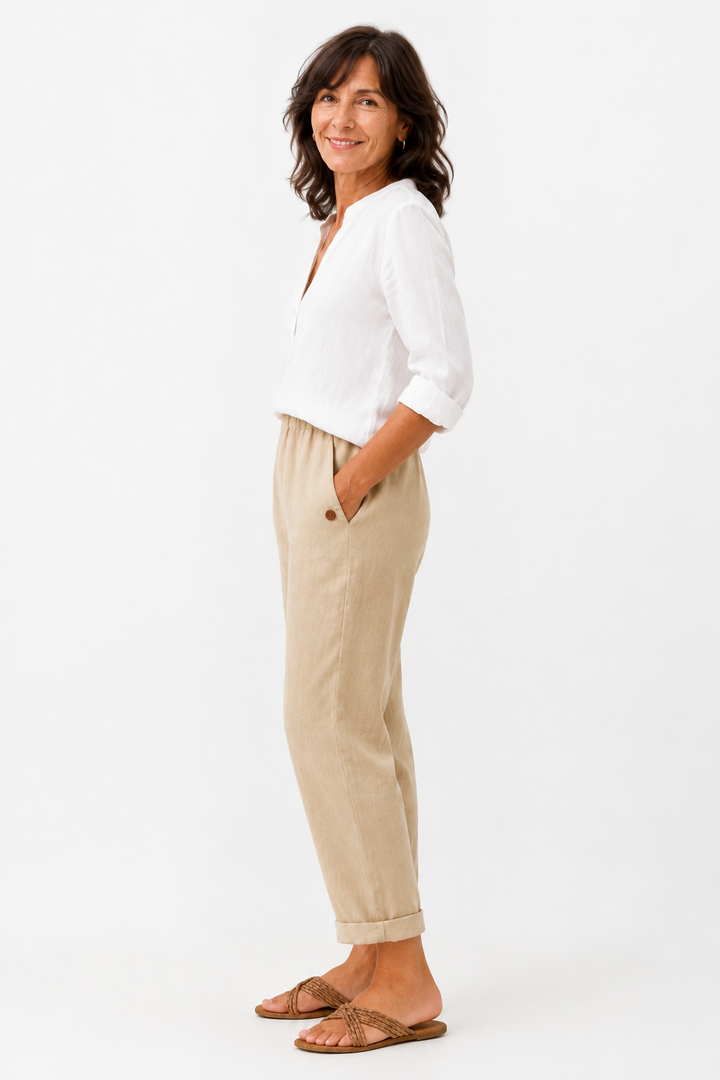 Pantalon fluide en lin mélangé