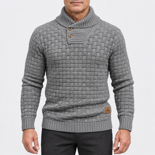 Arthur Basket-Weave Shawl Collar Sweater