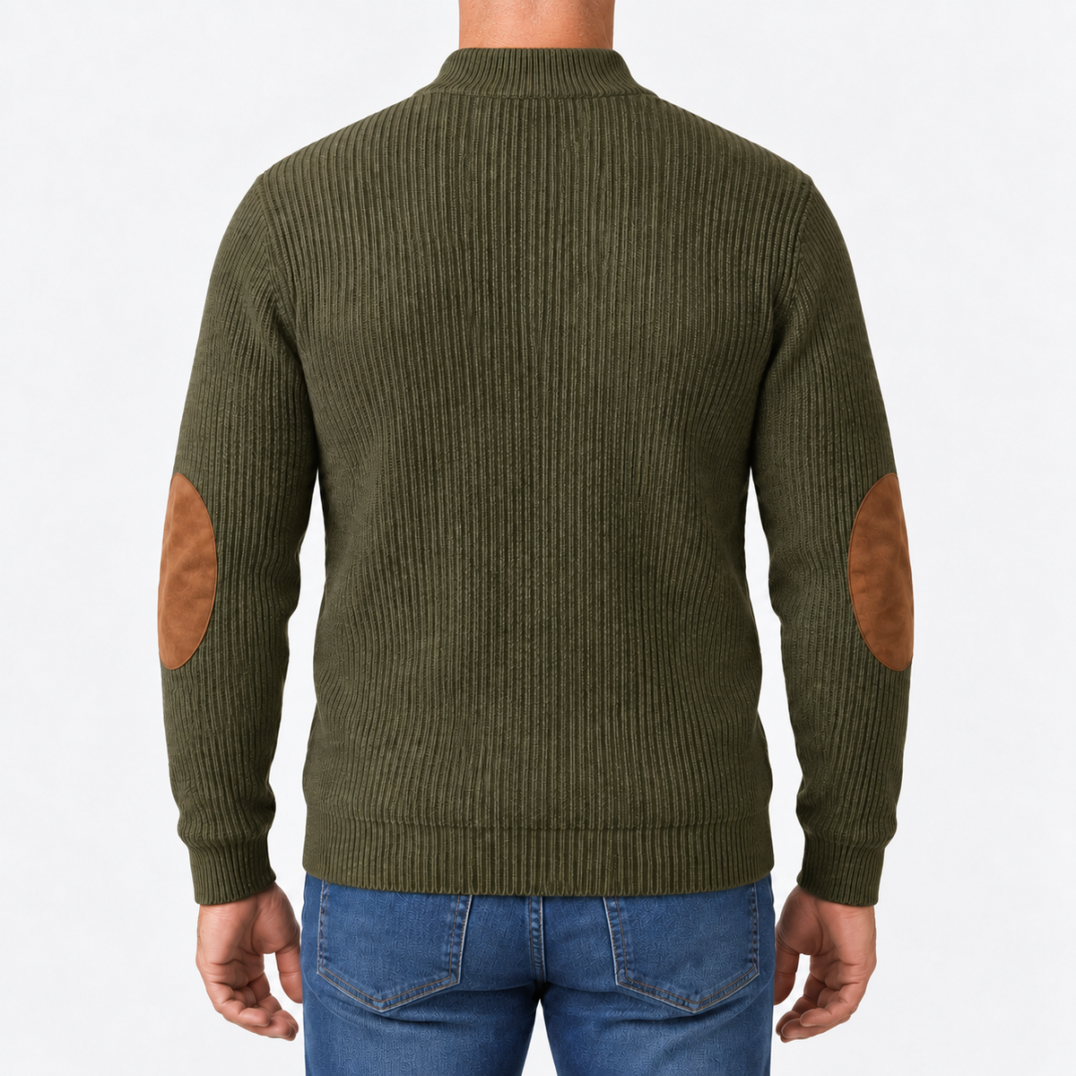 Hudson Ribbed Elbow-Patch Sweater