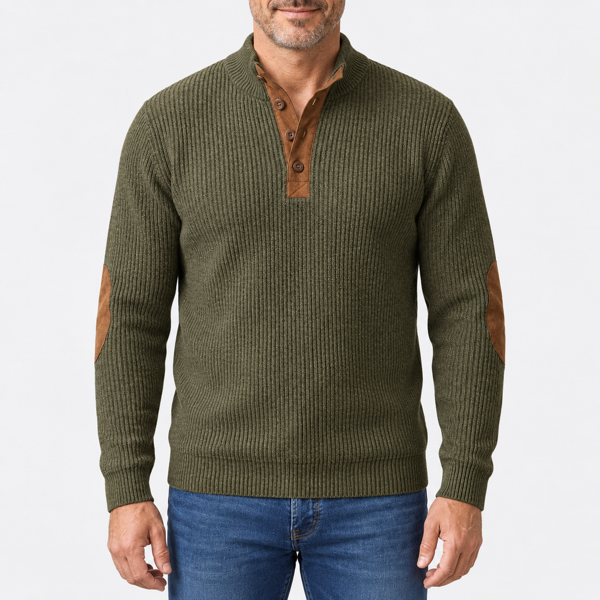 Hudson Ribbed Elbow-Patch Sweater