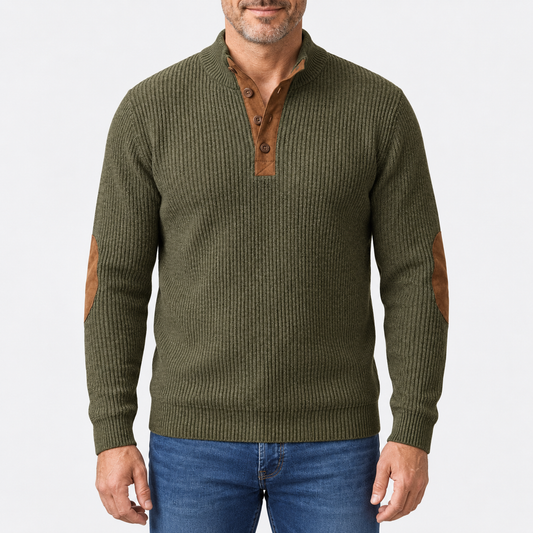 Hudson Ribbed Elbow-Patch Sweater