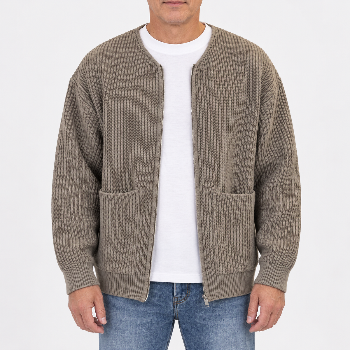 Noah Ribbed Zip-Up Cardigan